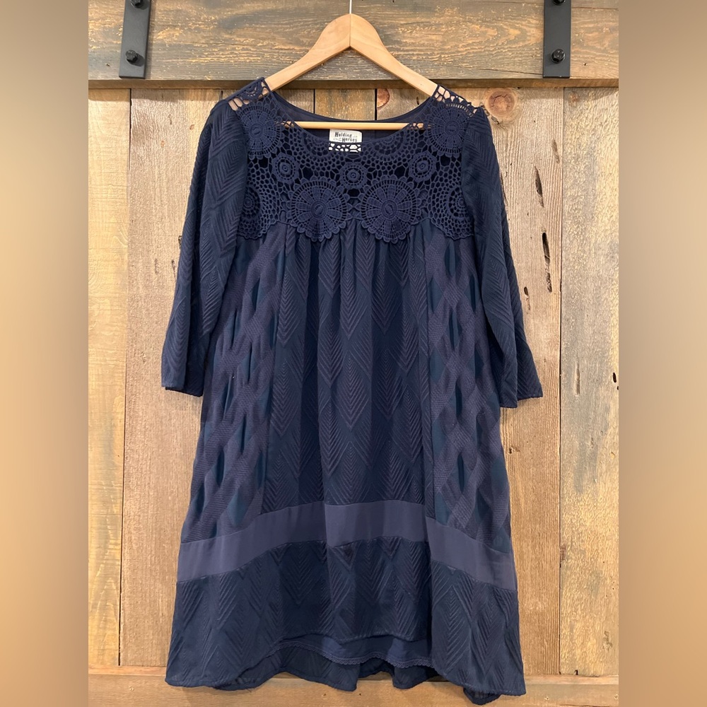 Anthropologie Navy Holding Horses Dress XS